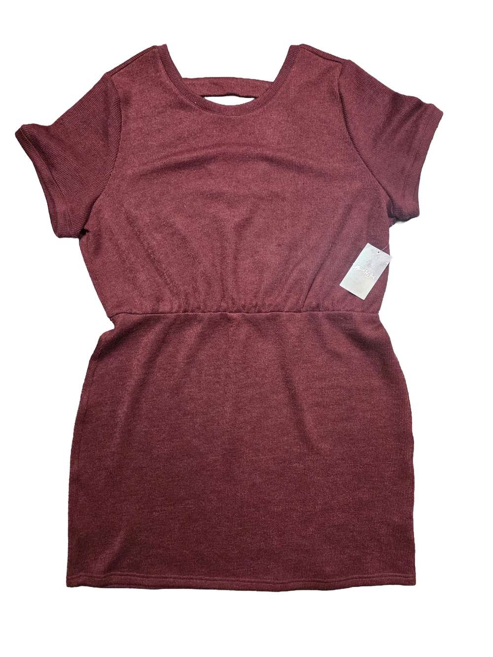 A Beautiful Soul Short Sleeve Knit Dress Burgundy- Size 14/16